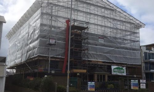 Sundance 77-79 Banks Road Poole - Glossbrook Builders Ltd Temporary Roof for Refurbishment - Bournemouth Scaffolding Project