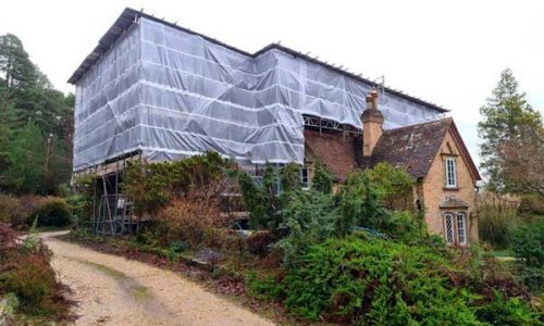 Temporary Roof Scaffolding for Carey’s House a Grade 2 Listed Building in Wareham by Bournemouth Scaffolding Ltd